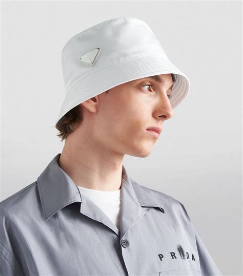 prada white re nylon bucket hat